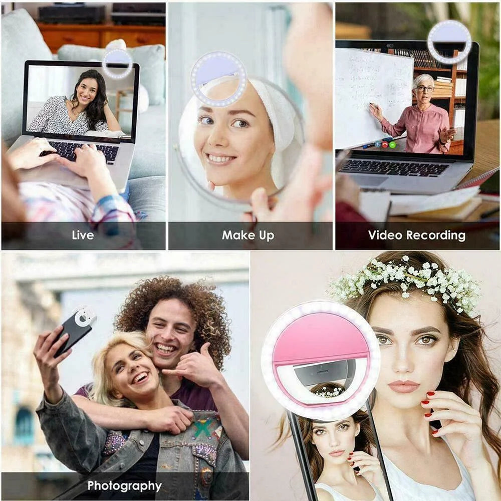 USB Charge Led Selfie Ring Light Mobile Phone Lens LED Selfie Lamp Ring for Iphone for Samsung Xiaomi Phone Selfie Light