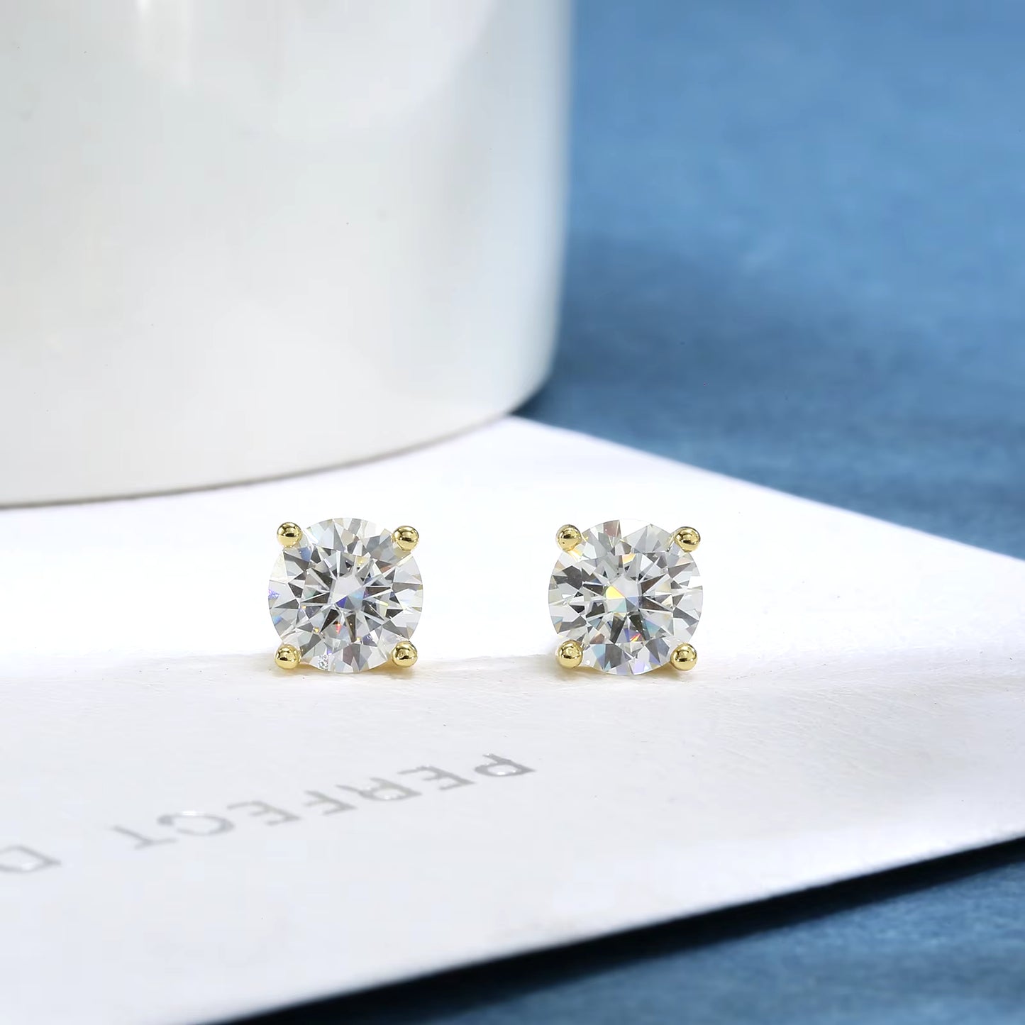 Moissanite Earrings for Women 925 Sterling Silver Plated 18K Gold Earrings Fashion Wedding Lab Created Diamond Gift for Jewelry