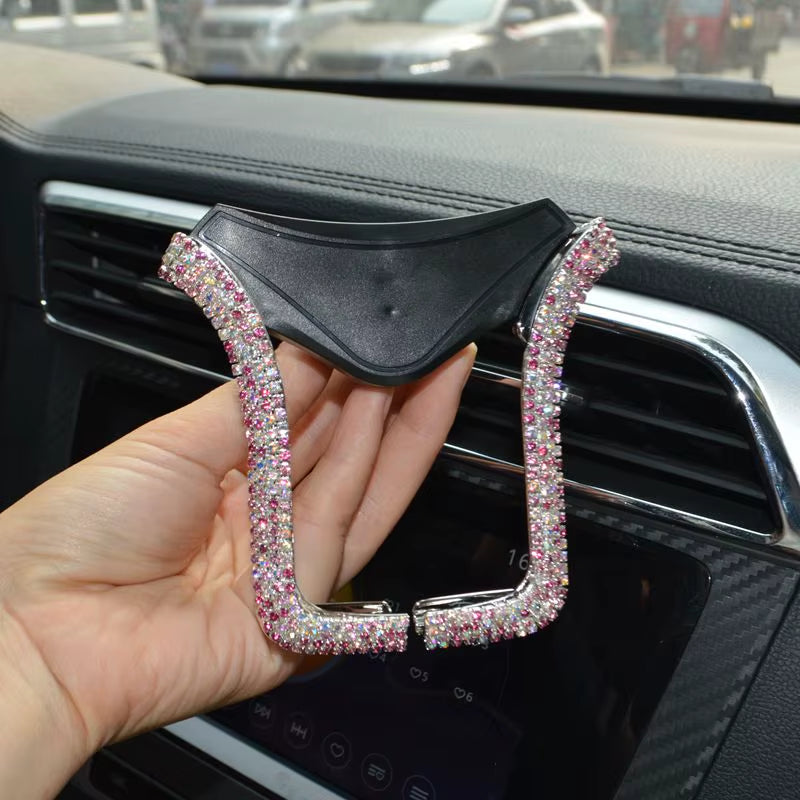 Universal Car Phone Holder with Bing Crystal Rhinestone Car Air Vent Mount Clip Cell Phone Holder for Iphone Samsung Car Holder