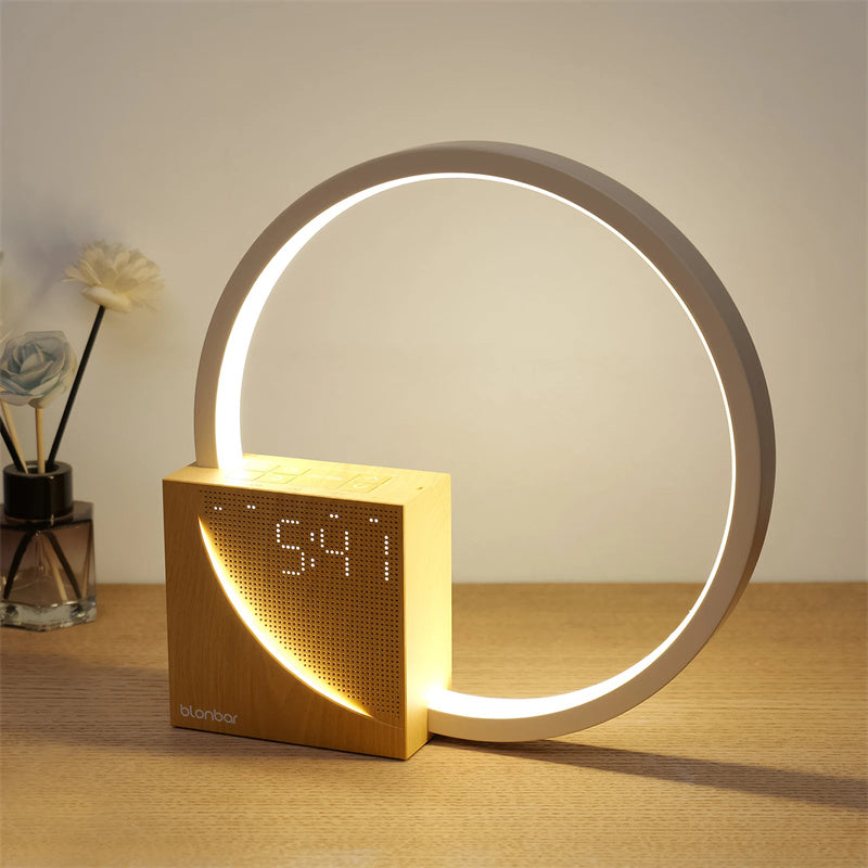 Bedside Lamp Touch Table Lamp with Natural Sounds, Desk Lamp with Alarm Clock, Touch Control 3 Levels Brightness Home Decor