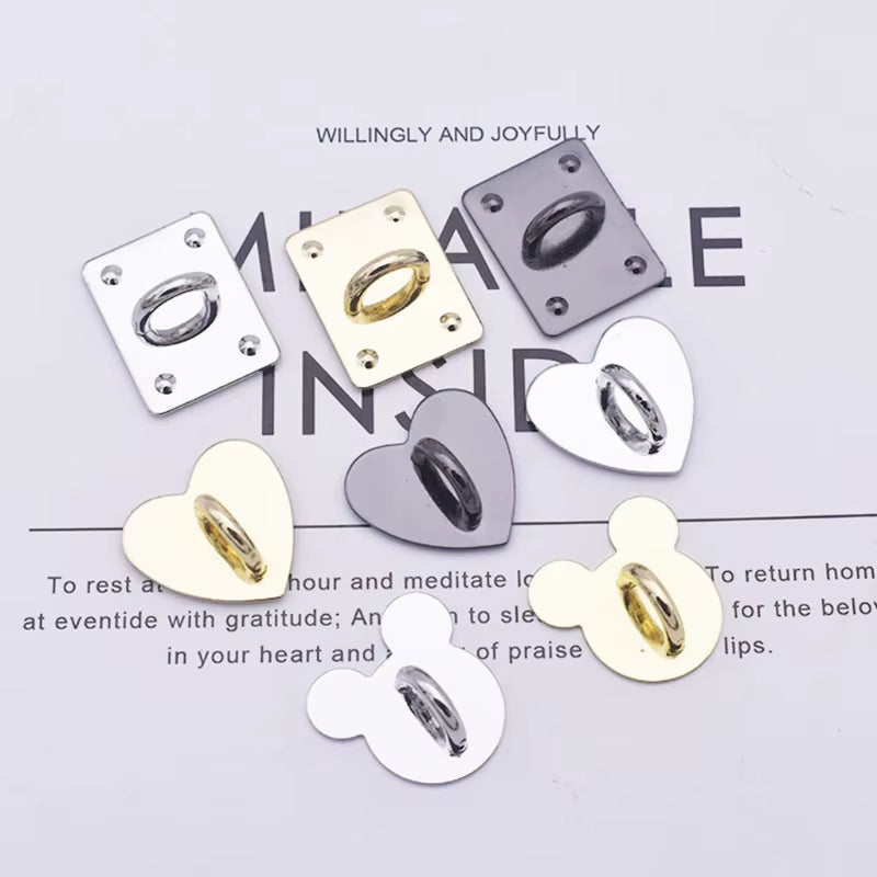 Diy Metal Flatback Heart Sticking Hooks Accessories for Jewelry Making Gold Silver Phone Case Charms Connecting Clasp