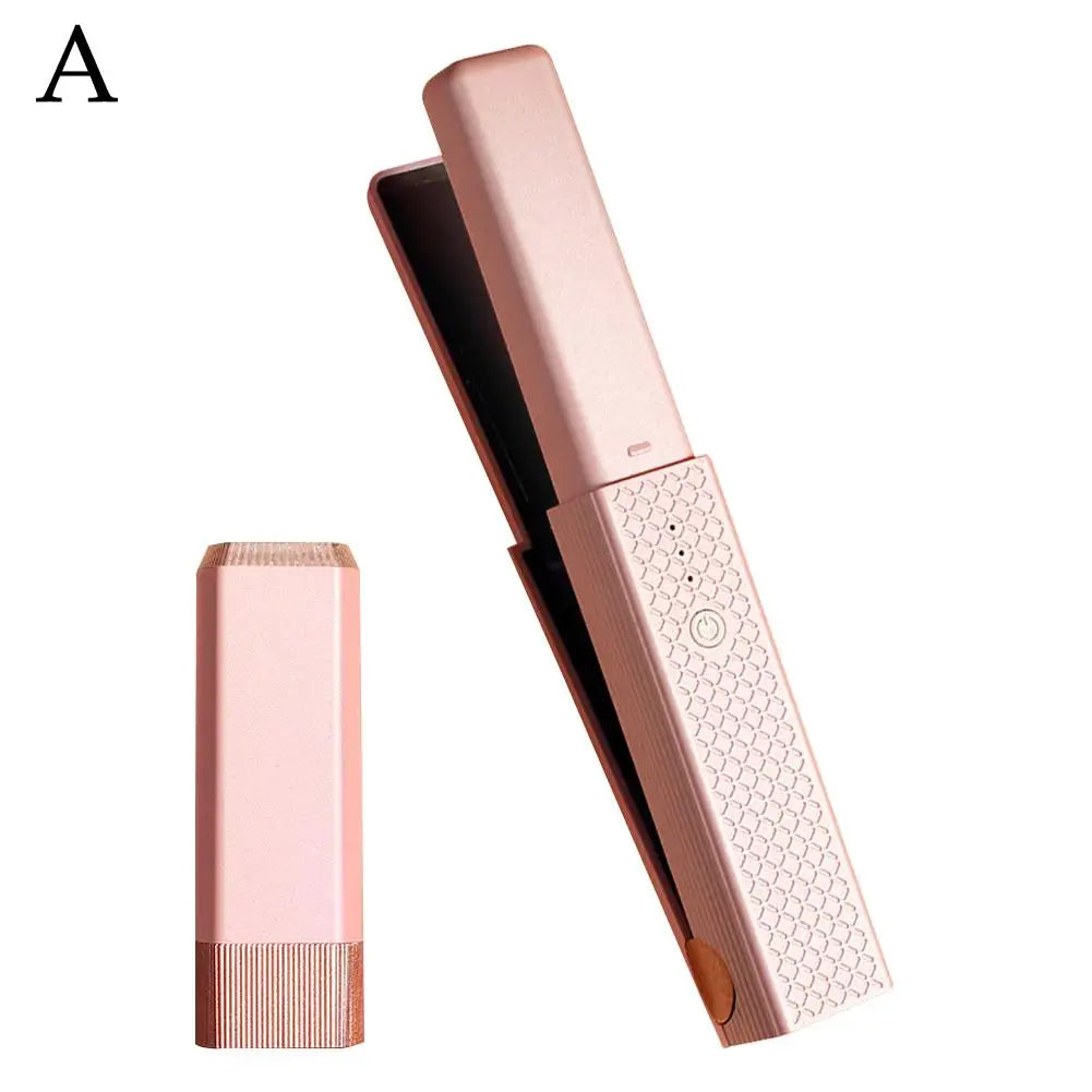 Cordless Mini USB Hair Straightener Fast Heating Three Adjustable Travel Hair Temperatures Straightener Portable W9M5