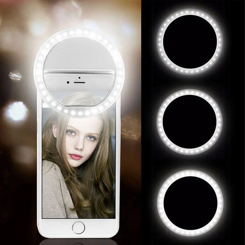 USB Charge Led Selfie Ring Light Mobile Phone Lens LED Selfie Lamp Ring for Iphone for Samsung Xiaomi Phone Selfie Light