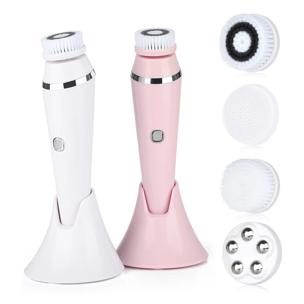 4 in 1 Electric Facial Cleansing Brush Waterproof Facial Massager Face Cleansing Device for Deep Cleaning Removal Blackhead Pore