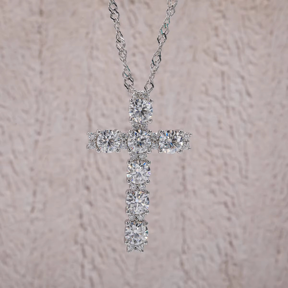 Anujewel 4MM 2.1 Carat D Color Moissanite Diamond Cross Pendant Necklace 925 Sterling Silver 18K Gold Plated Customs Jewelry