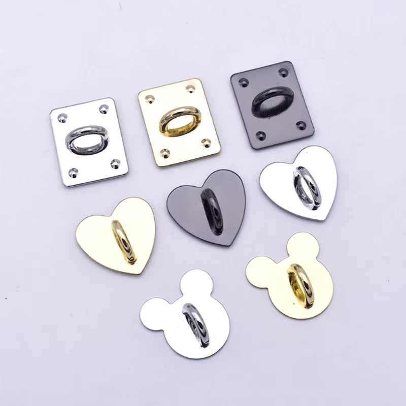 Diy Metal Flatback Heart Sticking Hooks Accessories for Jewelry Making Gold Silver Phone Case Charms Connecting Clasp