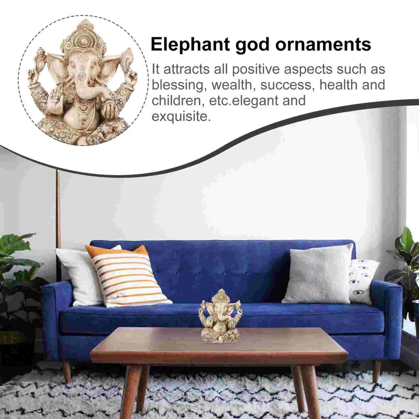 Resin Lord Ganesha Decoration Buddha Statue Indoor God Desk God Statue Wealth Ganesha Elephant Gifts