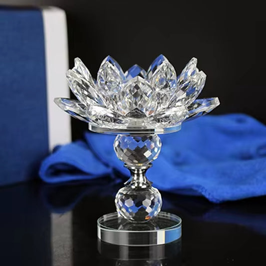 Beautiful Home Decor Tealight Lotus Candleholder Crystal Candle Holders Fengshui Wedding Decoration