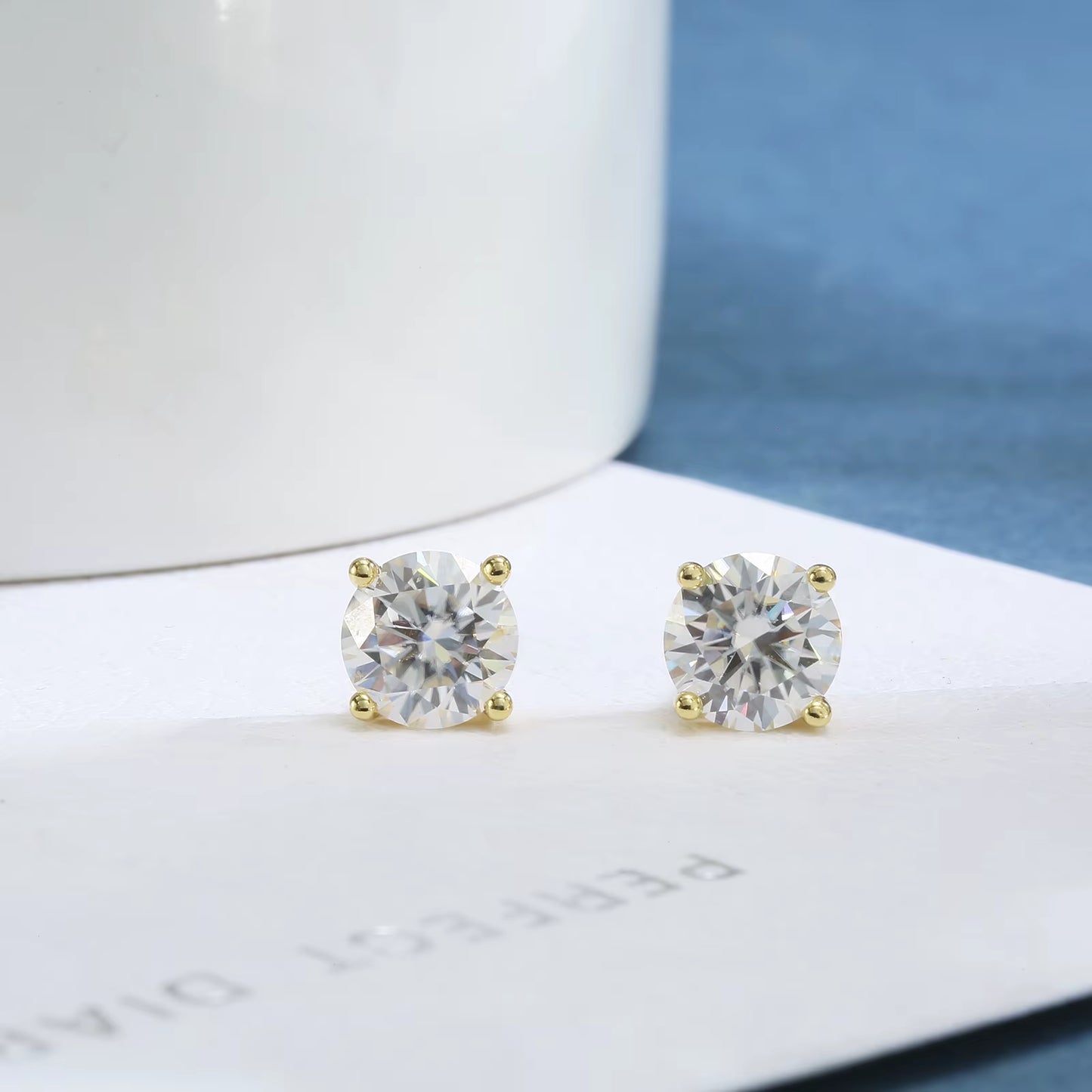 Moissanite Earrings for Women 925 Sterling Silver Plated 18K Gold Earrings Fashion Wedding Lab Created Diamond Gift for Jewelry