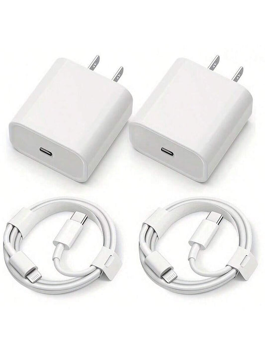 20W Charger Set with Quick Charge Adapter + 6.6Ft/200Cm High Efficiency Data Transfer Charging Cable, Compatible with Iphone 14/13/12/11/Xs/Xr/8/7/6/Airpods/Ipad Series, High Efficiency Wall Fast Charging Set.