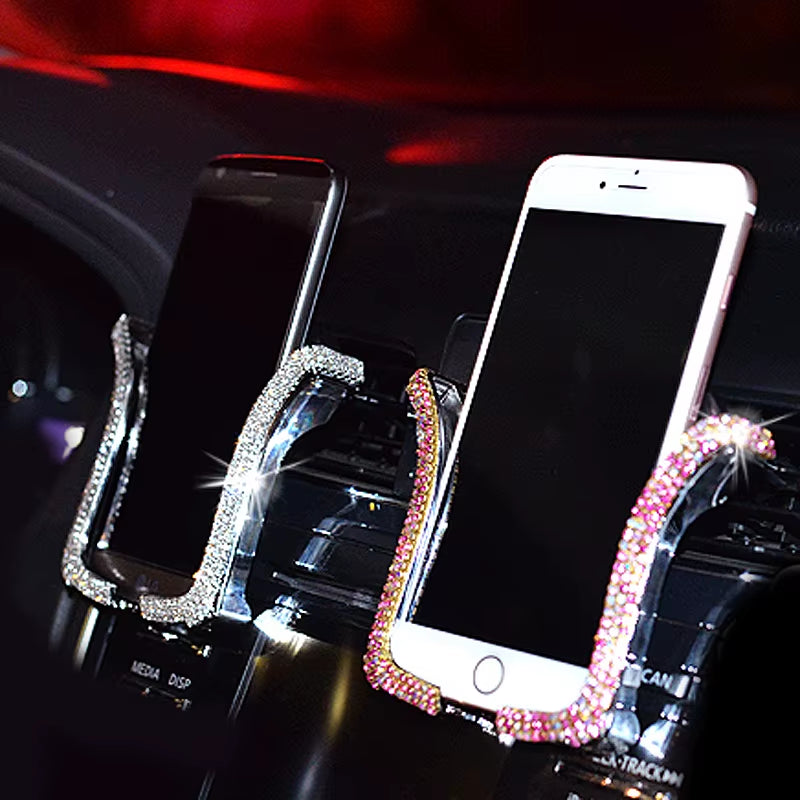 Universal Car Phone Holder with Bing Crystal Rhinestone Car Air Vent Mount Clip Cell Phone Holder for Iphone Samsung Car Holder